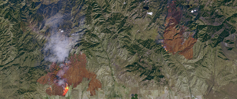satellite view of fires over idaho